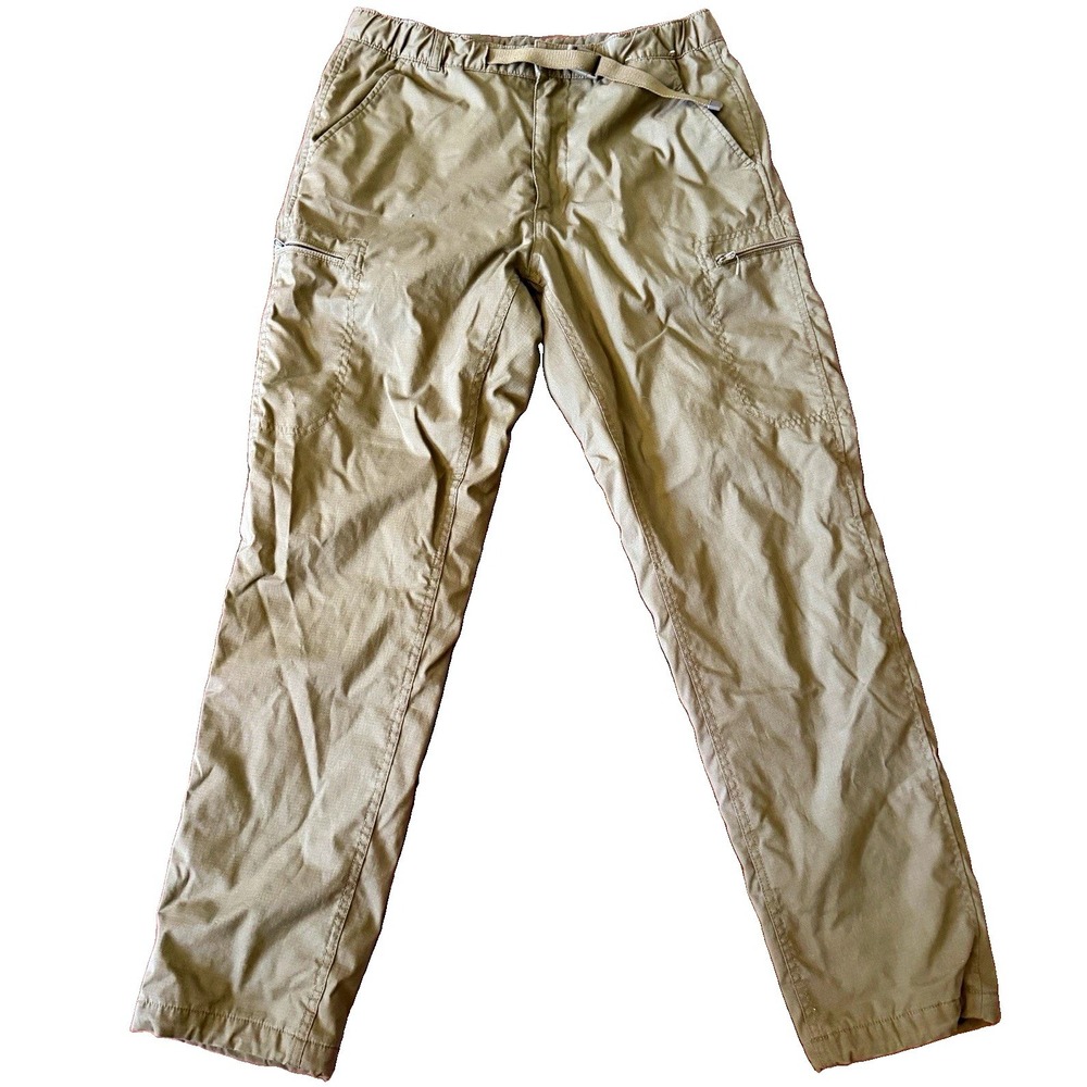 UNIQLO HEATTECH Geared Cargo Pants Mens M Olive Brown Fleece Lined Belt Outdoor